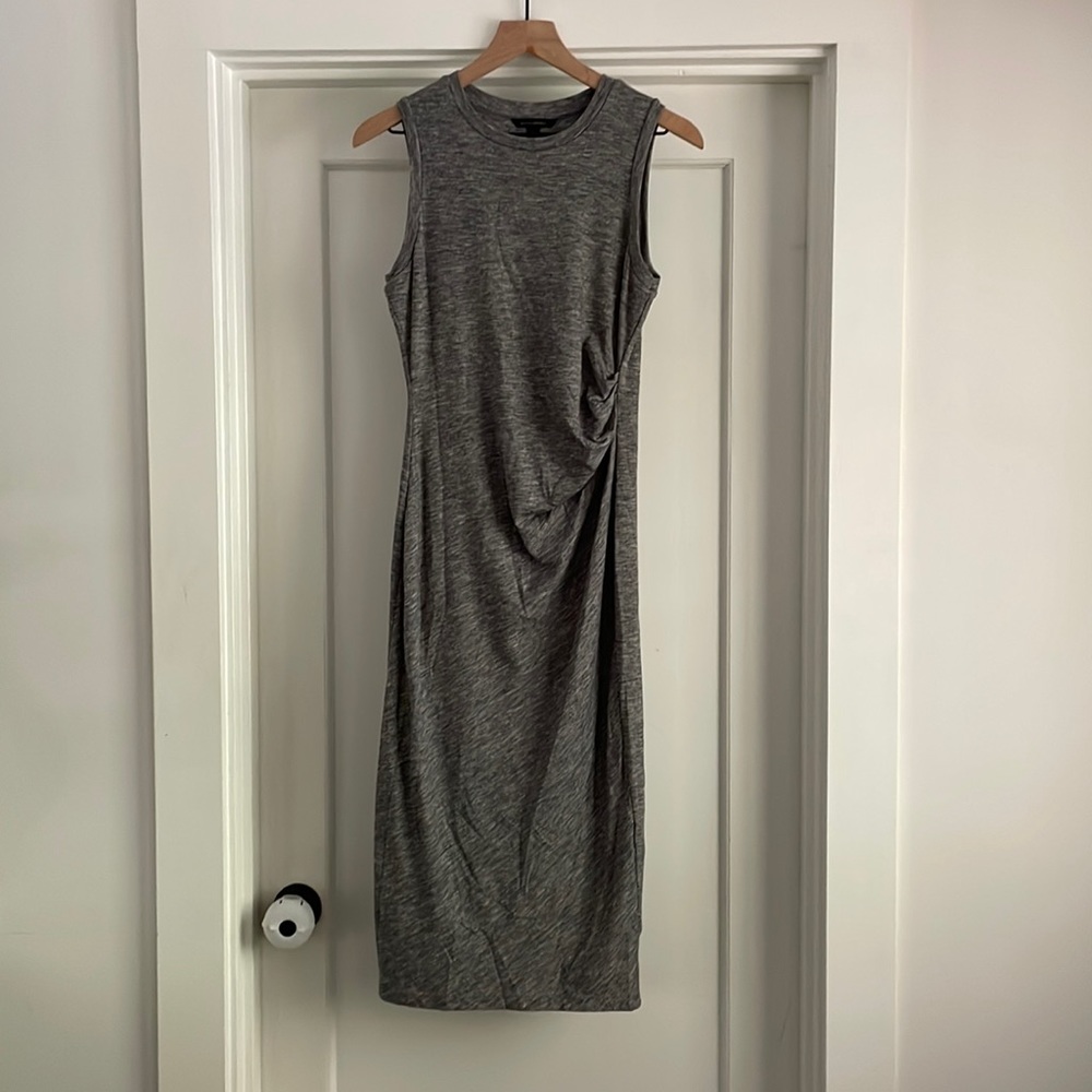 Banana Republic cozy Knit Ruched Side Sheath Dress - Heather Grey - XS